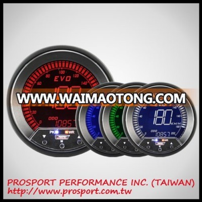 Prosport Digital 85mm EVO Series four colors LED Speedometer Gauge with Peak & Warning