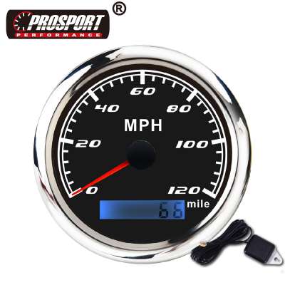 3-1/3" 85 mm 0~120 MPH Black Face Waterproof Marine Yacht MPH ODOMETER GPS SPEEDOMETER BOAT