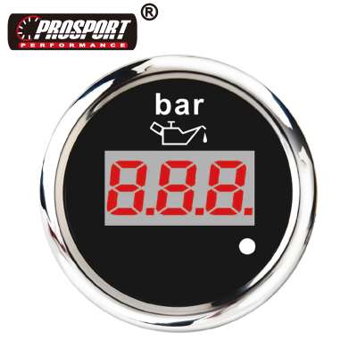 52mm 0~10 bar black face red LED digital Oil pressure gauge for car automobile generator bus tuning car truck