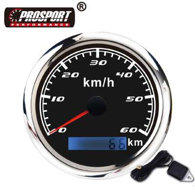 3-1/3" 85 mm 0~60 km/h black face waterproof KMH GPS Speedometer for marine boat yacht