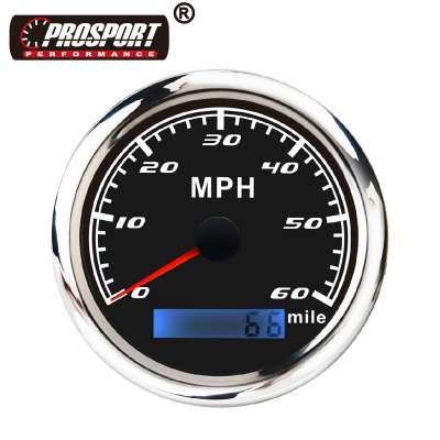 3-1/3" 85 mm 0~60 MPH Black Face Waterproof Marine Yacht Mile odometer gps speedometer boat