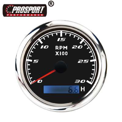 3-1/3" 85mm waterproof rustproof RPM 3000 black face waterproof tachometer with hourmeter for marine boat yachat