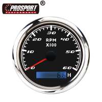 3-1/3" 85mm waterproof rustproof RPM 6000 black face waterproof tachometer with hourmeter for marine boat yachat