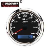 3-1/3" 85mm 4000 RPM black face waterproof tachometer with hourmeter  for Truck Automobile Racing Cars Bus Generator